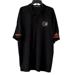 Philadelphia Flyers NHL Adidas Black Game Day Climate Polo 2XL Shirt Mens